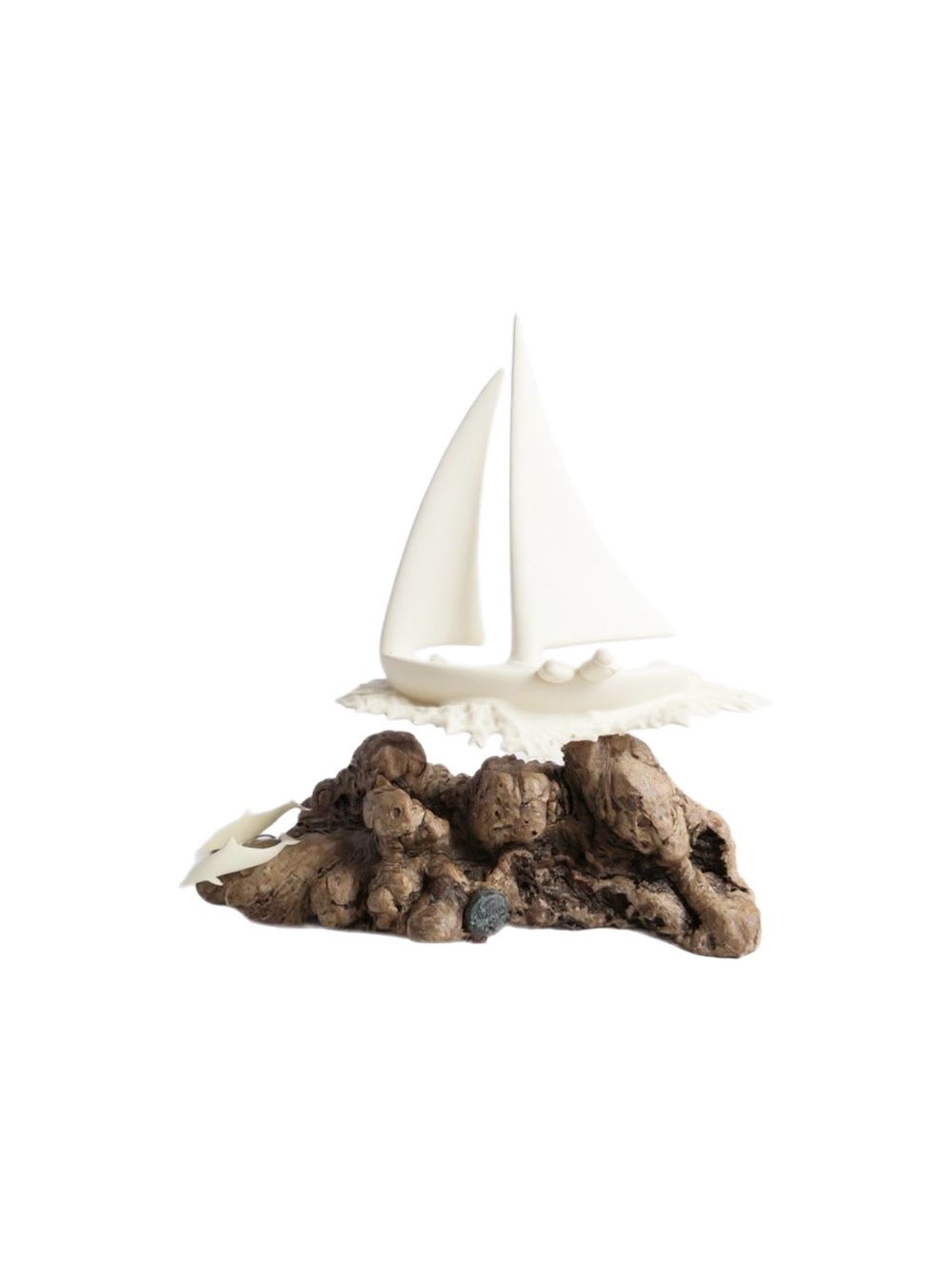 Vintage John Perry Burl Wood Sailboat Art Sculpture